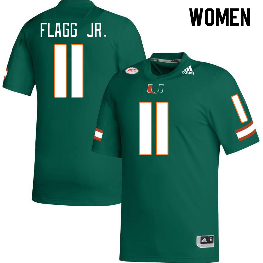 Women #11 Corey Flagg Jr. Miami Hurricanes College Football Jerseys Stitched-Green